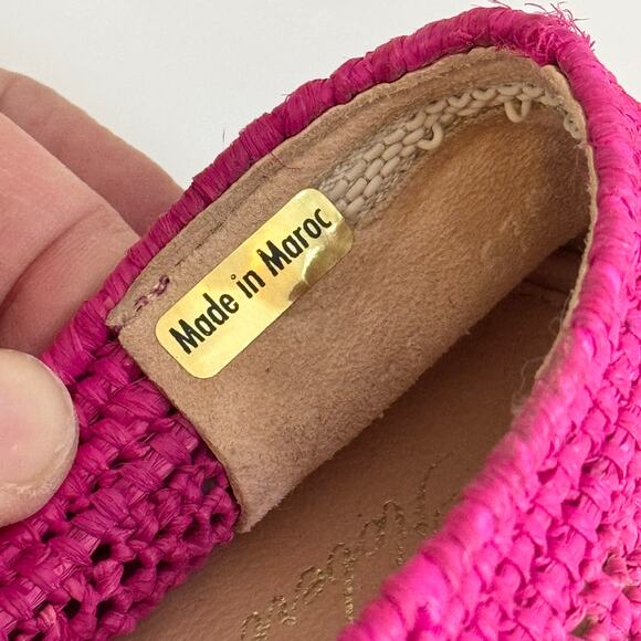 Robert Clergerie Raffia Loafers Platform Shoes Womens 38 US 7.5 Pink White Mesh - Picture 9 of 11